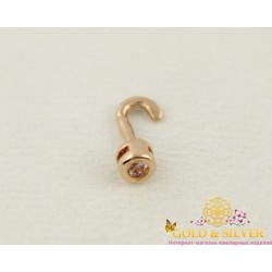 Золотой Пирсинг 585 проба. Пирсинг в нос с красного золота, с камушком. 560034